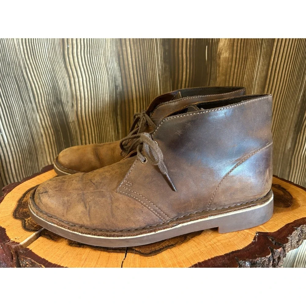 Clark's Bushacre 2 Chukka Desert Leather Boots Distressed Men's Size 8.5/41.5